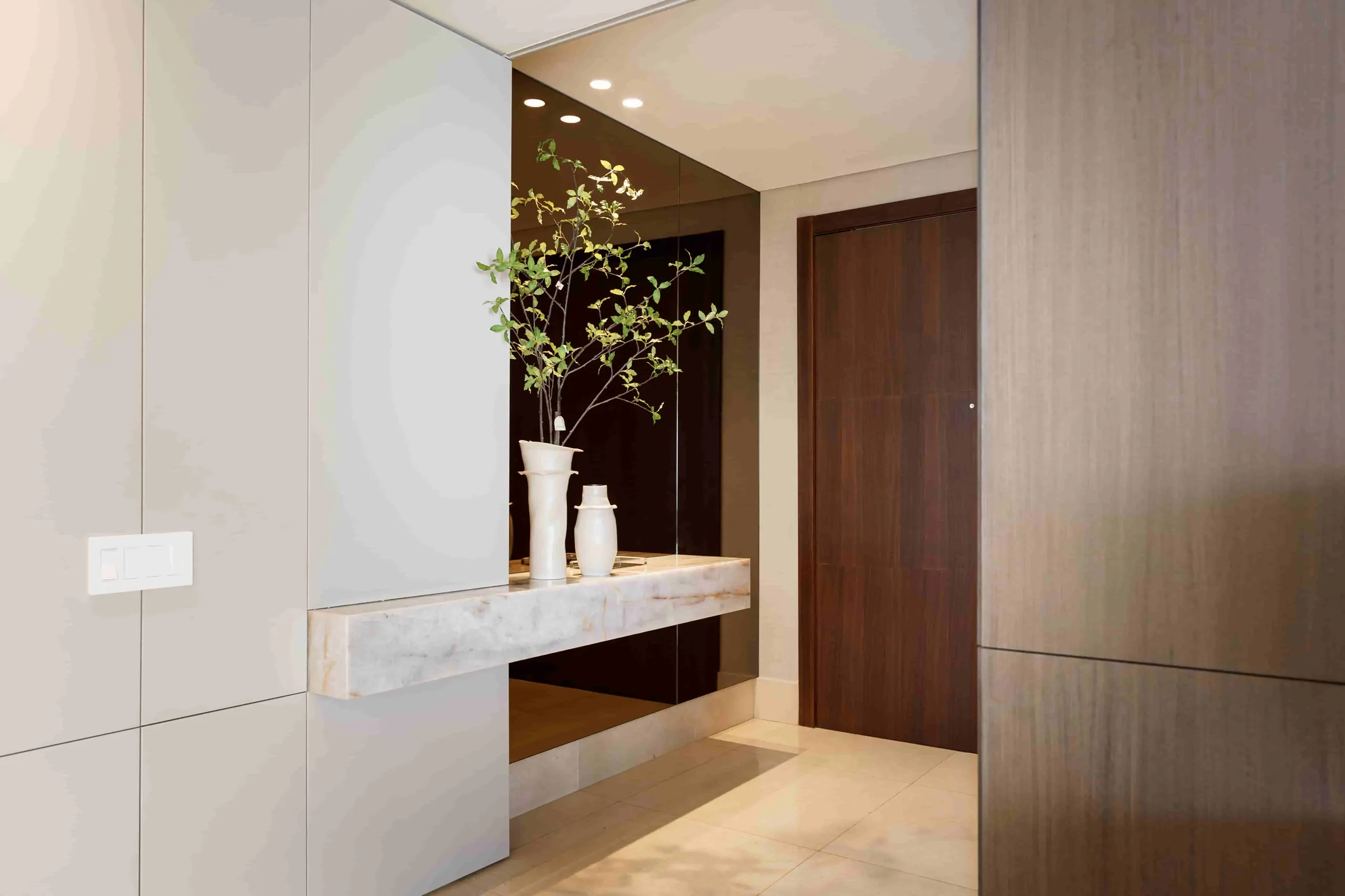 Built-in closet and entryway cabinet in wood